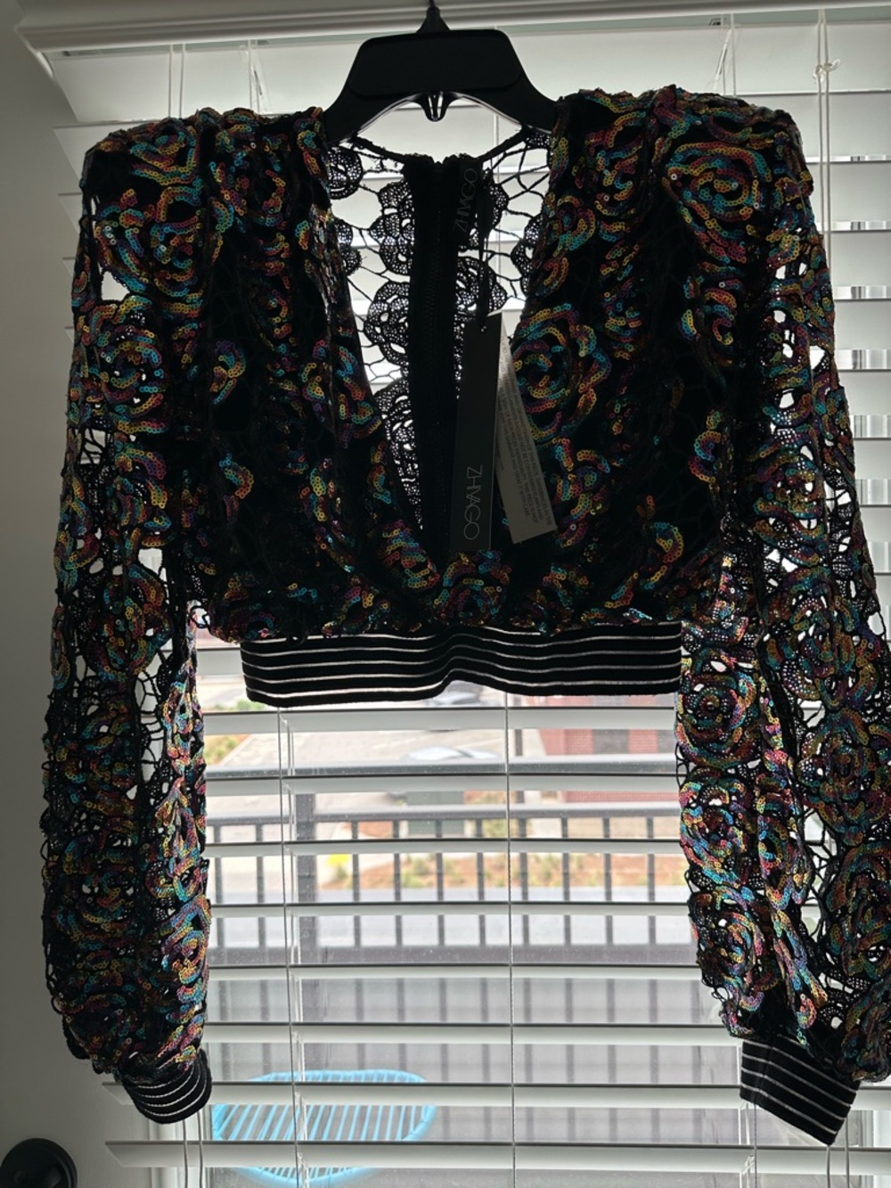 Zhivago Multicolor Sequin Top w/ Gold & Black Trim and Matching Velvet Shorts - Picture 11 of 16